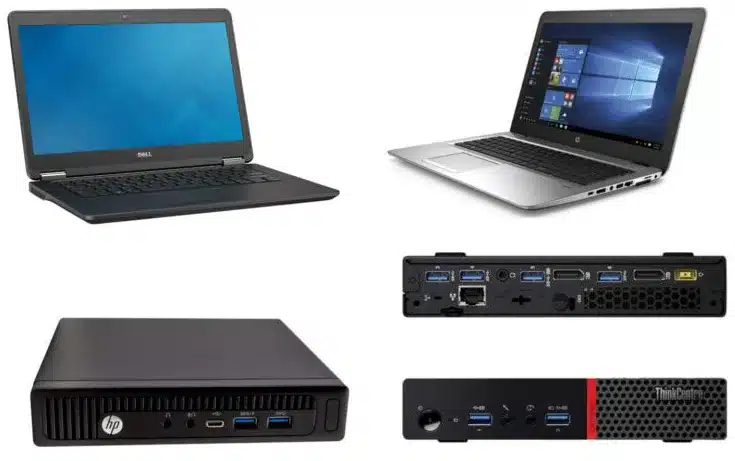 Assortment of laptops and small form factor PCs
