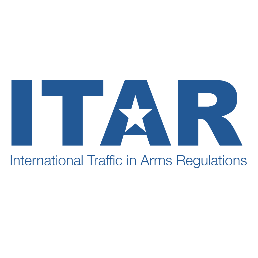 ITAR logo in blue text - International Traffic in Arms Regulations